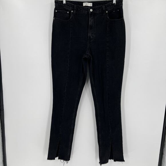 Abercrombie & Fitch Curve Love The Skinny High Rise Ankle Slit Jeans Size 32/14L - Picture 3 of 10